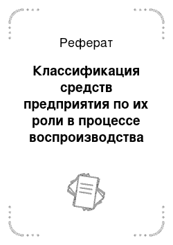 Реферат: Классификация средств предприятия по их роли в процессе воспроизводства