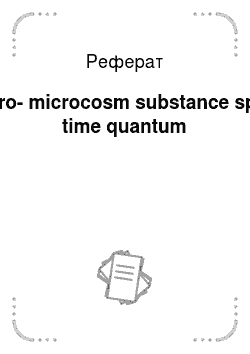 Реферат: Macro-microcosm substance space time quantum