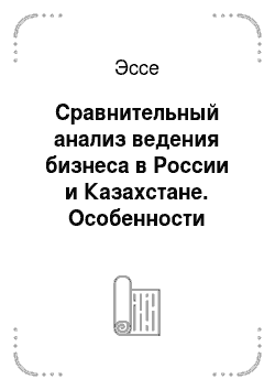 Эссе: Сравнительный анализ ведения бизнеса в России и Казахстане. Особенности законодательной и налоговой базы. Плюсы и минусы
