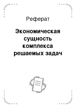 Реферат: Экономическая сущность комплекса решаемых задач