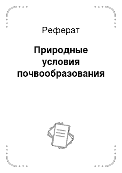 Реферат: Природные условия почвообразования