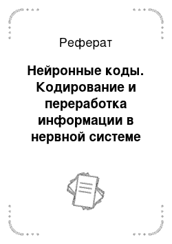 Реферат: Нейронные коды. Кодирование и переработка информации в нервной системе