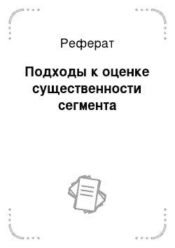 Реферат: Подходы к оценке существенности сегмента