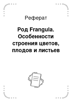 Реферат: Род Frangula. Особенности строения цветов, плодов и листьев