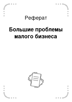 Реферат: Большие проблемы малого бизнеса