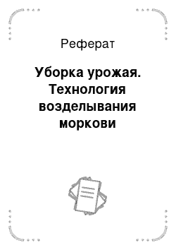 Реферат: Уборка урожая. Технология возделывания моркови