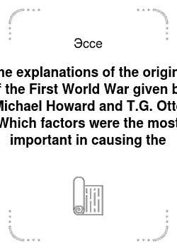 Эссе: The explanations of the origins of the First World War given by Michael Howard and T.G. Otte Which factors were the most important in causing the outbreak of the war, according to these authors? Which factors do you consider to be the most important and why?