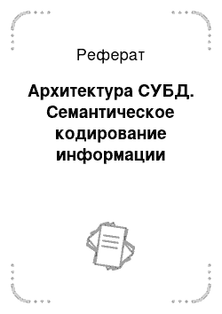 Реферат: Архитектура СУБД. Семантическое кодирование информации