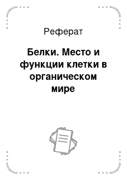 Реферат: Белки. Место и функции клетки в органическом мире