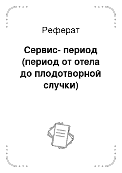 Реферат: Сервис-период (период от отела до плодотворной случки)