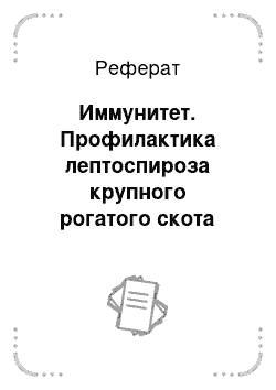 Реферат: Иммунитет. Профилактика лептоспироза крупного рогатого скота