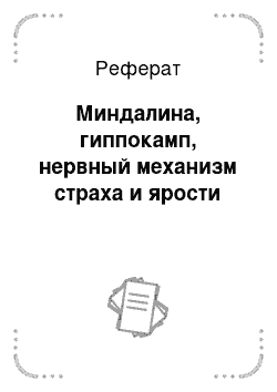 Реферат: Миндалина, гиппокамп, нервный механизм страха и ярости