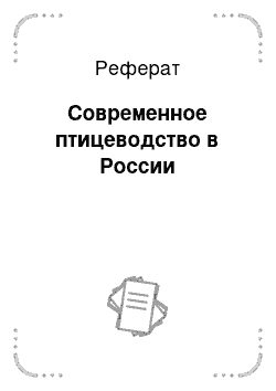 Реферат: Современное птицеводство в России