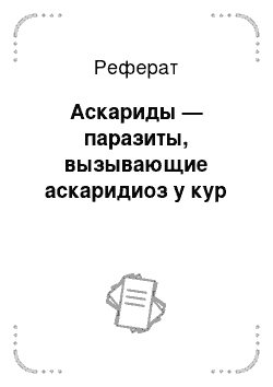 Реферат: Аскариды — паразиты, вызывающие аскаридиоз у кур